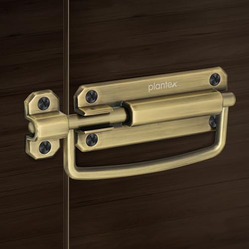 Image of Plantex Door Latch for Bathroom /Latch Lock for Main Door /Door Stopper /Baby Latch /Door Lock Latch for Home /Office Doors /Chitkani - Pack of 1 (Brass Antique)