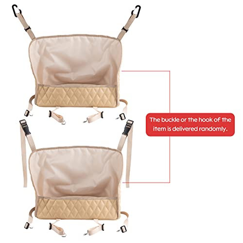 Car Organizers And Storage Purse Holder, Large Capacity Car Net Pocket Handbag Holder, Automotive Consoles & Backseat Organizer, Leather Back Seat Bag Between Car Front Seats, Beige #TOP7