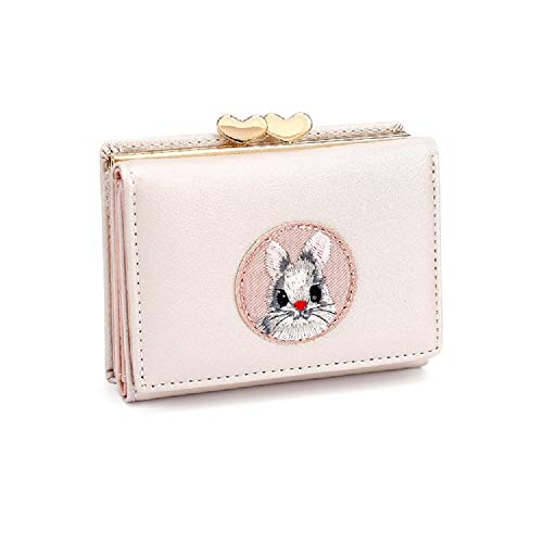 Preisvergleich Produktbild JIUFENG Damen Brieftasche Kreatives Tier Bestickte Multi-Karten Geldbörse (Weiß)