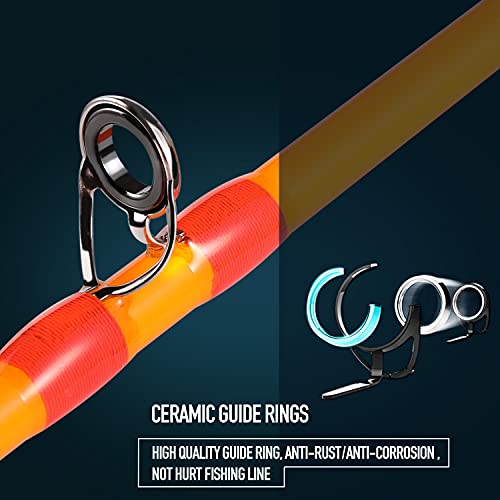 One Bass Fishing Pole 24 Ton Carbon Fiber Casting And Spinning Rods - Two Pieces, Superpolymer Handle Fishing Rod For Bass Fishing -Orange-Cast-6'0" #TOP2