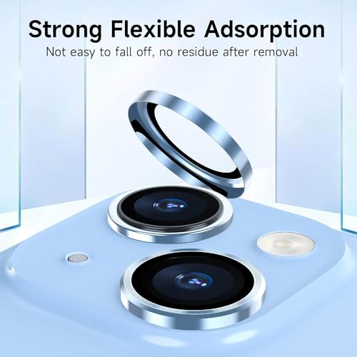 Image of Premium Camera Lens Protector Compatible For iPhone 13 (Blue) Camera Lens Protector - 9H Tempered Glass, Military-Grade Anti-Scratch, Case-Friendly, Easy Install Frame
