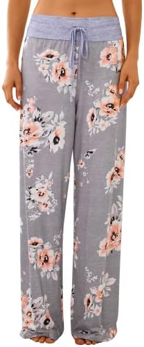 X-Image Jersey Knit Pajama Pants/Sleepwear Floral Joggers for Women Grey 2, XX-Large