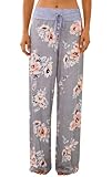 X-Image Jersey Knit Pajama Pants/Sleepwear Floral Joggers for Women Grey 2, XX-Large