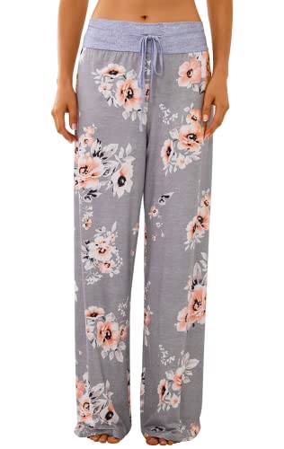 X-Image Jersey Knit Pajama Pants/Sleepwear Floral Joggers For Women Grey 2, Xx-Large #TOP10