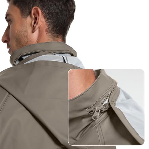 Image of Men's Workwear 3-Piece Waterproof PU Rain Suit Set | Hooded Jacket & Bib Pants, Sealed Seams, Storm Flap, Adjustable Suspenders, Flap Pockets, Outdoor Work, Fishing, Farming