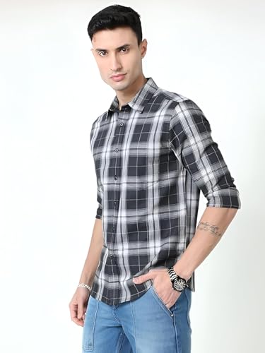 Image of GLORYBOYZ Men's Full Sleeve Checkered Casual Cotton Shirt S-2XL
