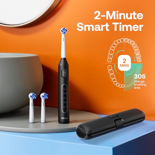 Image of Bitvae R1 Rotating Electric Toothbrush with 8 Brush Heads for Adults and Kids, 60-Day Battery Life, 5 Modes Rechargeable Power Toothbrush with 2-Minute Smart Timer, Black