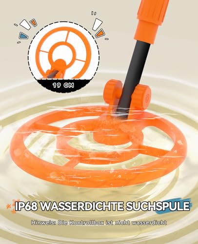 SUNPOW Metalldetektor für Kinder - Exklusive Cartoon-LCD-Anzeige, IP68 wasserdichte Spule, Unisex Design, 3 Modelle (All Metal/Disc/Pinpoint Mode), 32-40 Zoll Verstellbarer Stiel für Kinder 5-12 6