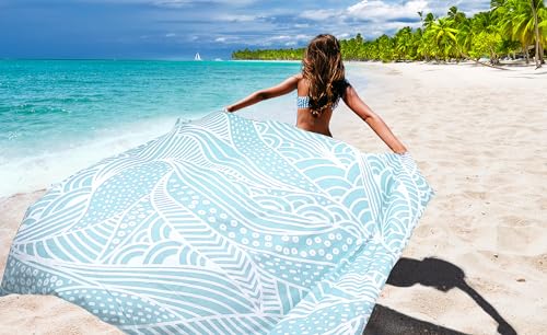 Image of WIWIGO Beach Blanket Waterproof Sandproof Beach Mat 79 inch X 83 inch /10'x9'for 2-8 Adults Quick Drying Outdoor Picnic Mat Beach Accessories for Travel, Camping, Hiking