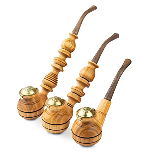 Dr. Watson - Wooden Tobacco Pipes, Set of 3, Classic shape, Handmade from Natural Wood