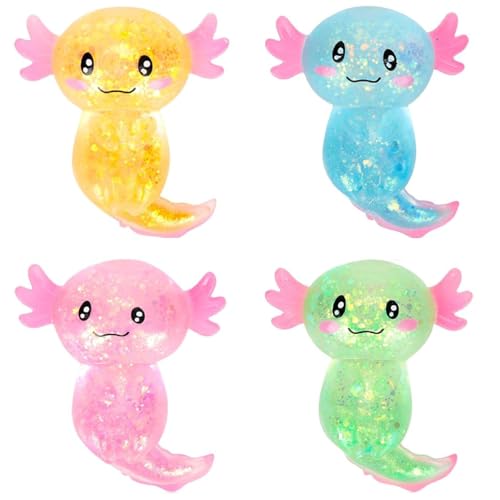 4 PCS Squishy for Axolotl Toy for Axolotl Soft Squeeze Fidget Toys Stress Relief Toys Maltose Gel Quick Rebound Sugar Ball Stress Relief Squeeze Toys for Adults Kids
