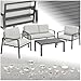 Produktbild tectake® Aluminium Lounge, Set mit 2 Sessel 1 Sofa 1 Beistelltisch Outdoor, Gartenmöbel mit Kissen, Loungemöbel Set für Balkon, Garten, Wintergarten, Terrassenmöbel - hellgrau