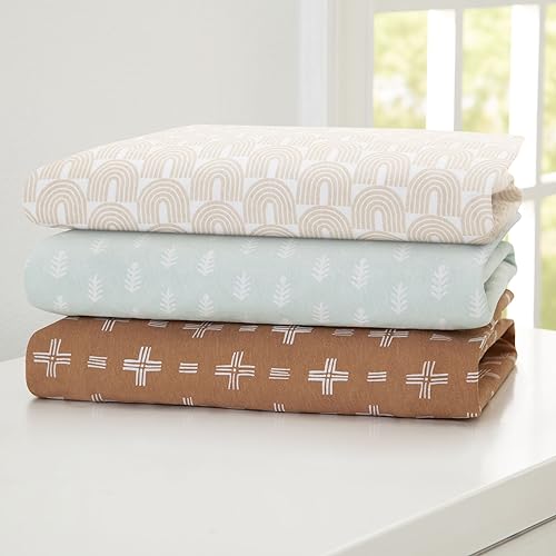 Image of Delta Children Fitted Crib Sheets for Girls and Boys - 100% Organic Cotton Crib Sheet for Standard Crib and Toddler Mattresses - 28x52 Inch - GOTS Certified (Pack of 3), Neutral Boho