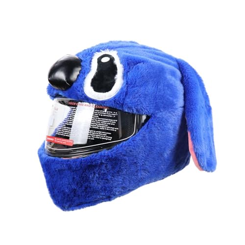 Motorradhelm Cover Männer Frauen, Motorradhelm Überzug Plüsch, Cartoon Plush Motorcycle Helmet Cover, Interessanter Motorradhelm, Blau (Helm Nicht Im Lieferumfang Enthalten)