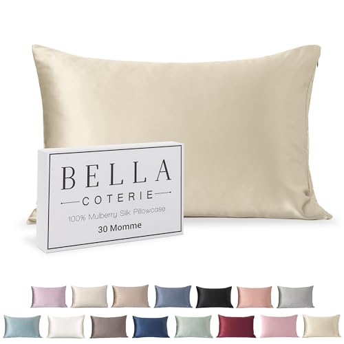 Bella Coterie Luxury Silk Pillowcase for Hair and Skin | 30 Momme | 100% Pure 6A Mulberry Silk | Super Soft | Perfectly Plush [Standard, Lemonade]