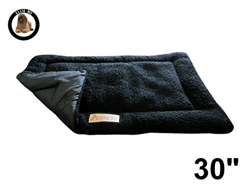 Ellie-Bo Hundebett aus Sherpa-Fleece, schwarz, geeignet für Hundekäfig mit 76 cm