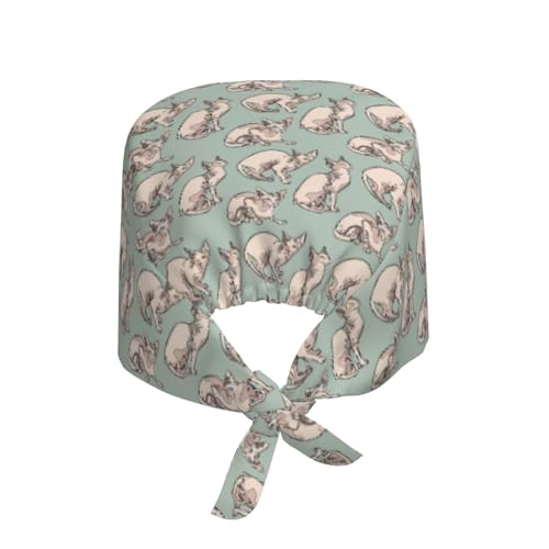 Image of Working Cap Scrub Cap with Sweatband Adjustable Unisex Women Tie Back Hat Nurse Surgical Caps