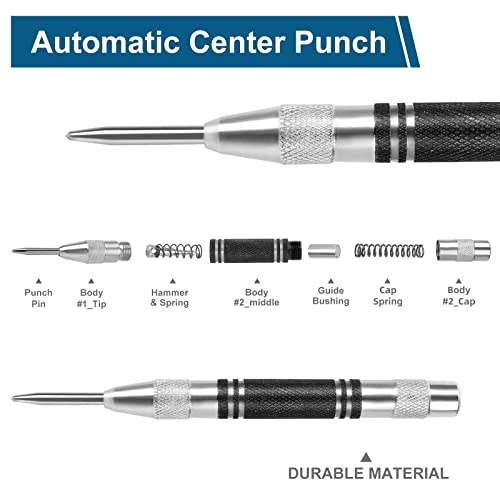 image for 2Pcs Heavy Duty Automatic Center Punch, 5'' Premium Steel Spring Loade