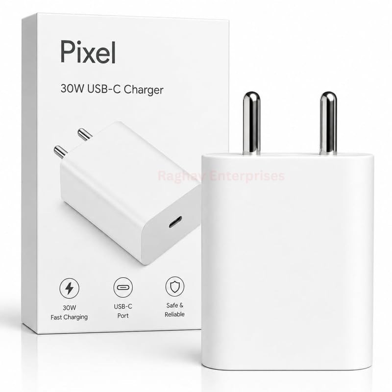 Image of 30w Type C Fast Charger Adapter | Compatible with Pixel 10a /10 Pro, 9 Pro /9 /9a, 8 Pro /8 /8a, 7 Pro /7 /7a, 6 Pro /6 /6a, Pixel Fold, Pixel Tablet, Chromebooks & Laptops | 45 W Quick Charge - JN WH