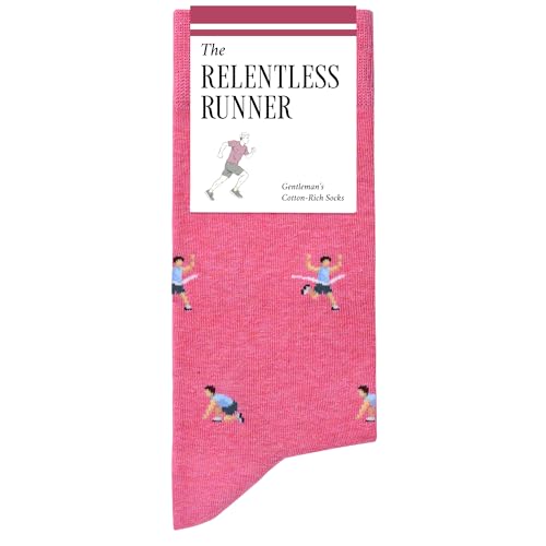 The Relentless Runner Socks Funny Running Socks for Men Perfect Marathon Runner Gifts 1 x Pair Size UK 7-12 Coral Pink Sports Gifts for Men Runners Athletes Gym Enthusiasts