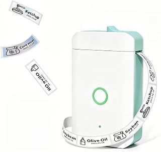 N15P Compact Portable Wireless Mini Thermal Printer with Tape, Wireless Label Maker Includes USB Cable and Inkless, USB Rechargeable Printer, Ideal for Office, Home, Kitchen, School