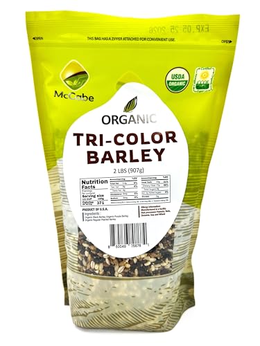McCabe Organic Tri-Color Barley - Tri-Color Barley Organic | Rich with Fiber & Minerals | USDA and CCOF Certified | Product of USA | 2Lbs