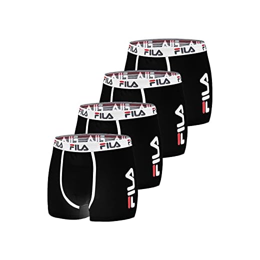 FILA Calzoncillos Hombre Boxer Algodón, Ropa Interior Hombre, Libertad de Movimiento, Cómodo (Lote de 4)