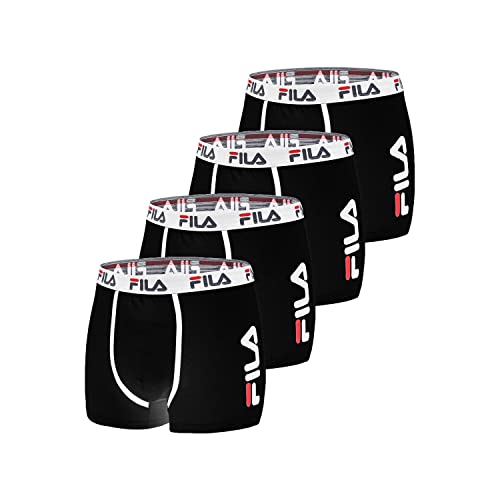 FILA Calzoncillos Hombre Boxer Algodón, Ropa Interior Hombre, Libertad de Movimiento, Cómodo (Lote de 4)