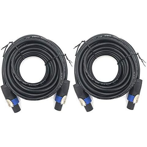 ROCMUZZK 2 Pack 50ft Pro Speakon to Speakon Cable, Pair 12AWG Patch Cords, Professional Speakon Audio Cable Cord with NL4FC Connectors Cover