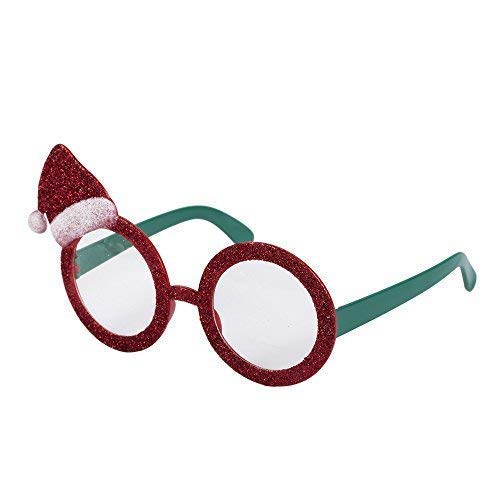 Novelty Christmas Theme Glasses (Christmas Tree, Santa, Reindeer, Snowflake etc) (Red Santa Hat) by Robelli