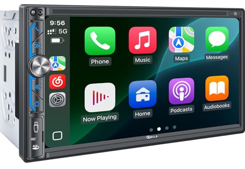 PLZ 7" Wireless Apple CarPlay & Android Auto Double Din Car Radio...