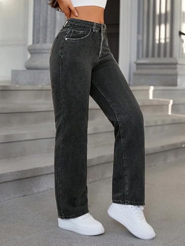 Image of KOTTY Women's High Waist Straight Fit Denim Jeans | Stretchable| Wide Leg & Regular Fit Stylish Wear