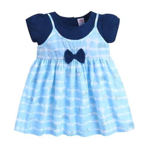 Image of Mama&Bebe Summer Dress for Girls with Cotton Soft Lining | Printed Fit & Flare Kids Outfit with Cute Bow Detail | Comfortable Breathable Party & Outing Dress for Toddlers and Little Girls