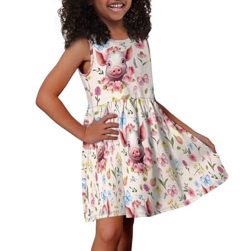 Girl's Summer Tank Dresses Sleeveless Flared Casual Sundress with Pockets4