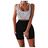 Sets de Ropa Deportiva Shorts Yoga Women Tank 2 Fitness Workout Piece Imprime Prendas de Vestir para Mujeres Trajes & Sets