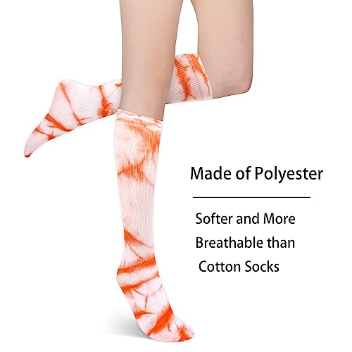 Image of Benefeet Sox Women Girls Thin Nylon Knee High Socks Long Tube Socks Unisex Soft Cozy High Calf Sock Tie Dye /Gradient