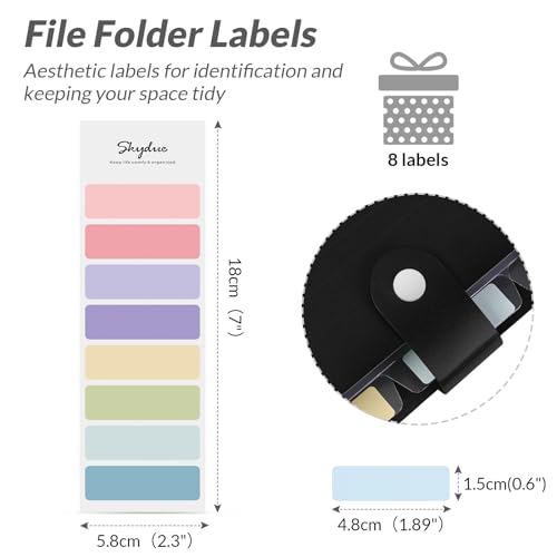 Image of SKYDUE File Folder with 8 Labels, 5 Pockets Accordion Paper Organizer for School and Office,A4 Letter Size,Black