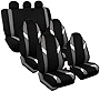 FH GROUP Three Row Supreme Premium Modernistic Car Seat Covers, Airbag Compatible and Split Bench - Universal Fit for Cars Trucks and SUVs (Gray/Black) FB133217