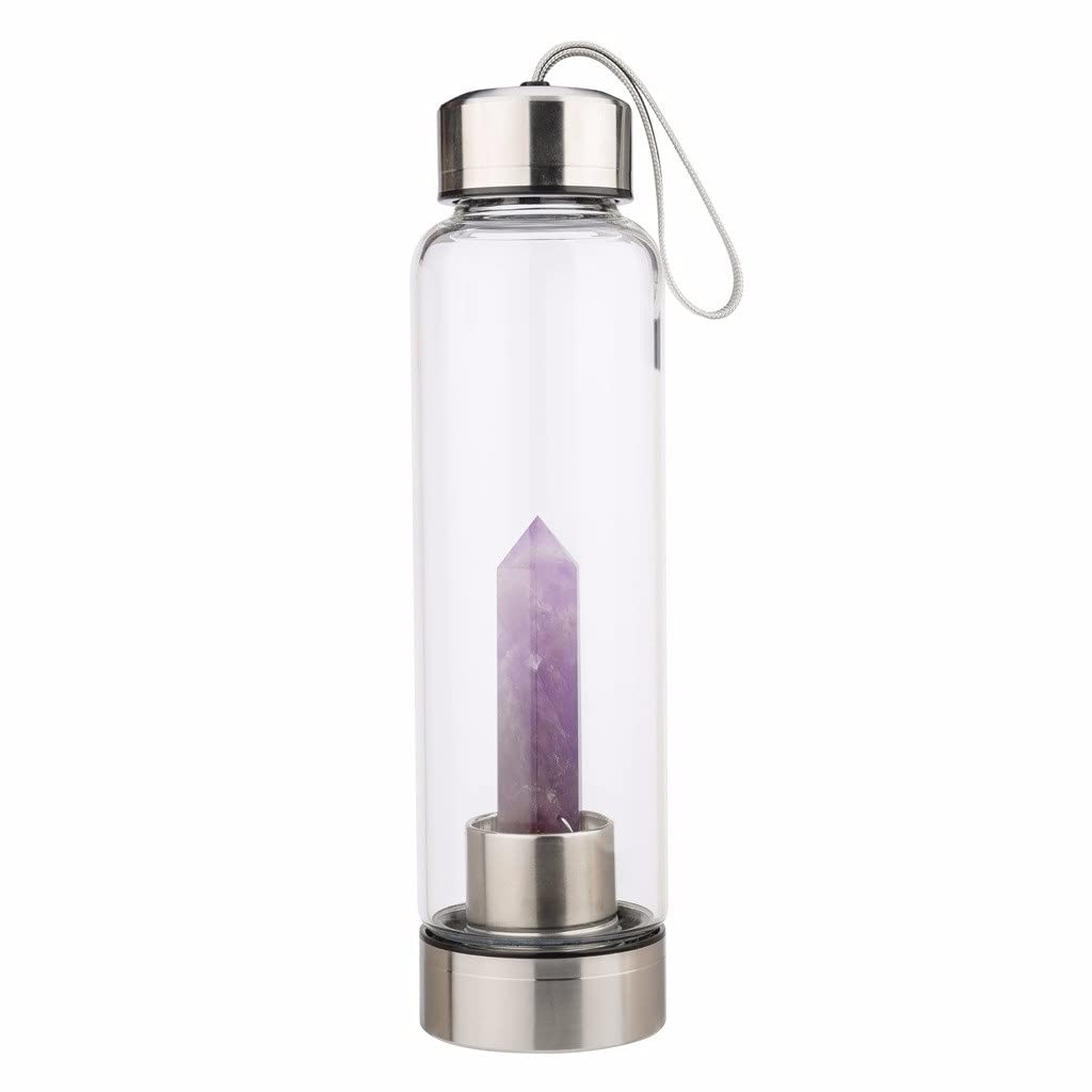 Bouteille en cristal naturel contre le stress élixir de quartz violet mobile