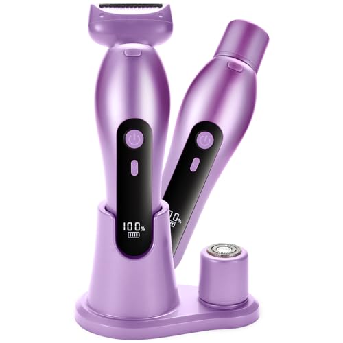Haosens Electric Razor for Women - Lady Shaver, Facial Hair Remover, Bikini Trimmer - Rechargeable 2 in 1 Dry & Wet Use Smooth & Painless Electric Shaver (Purple)