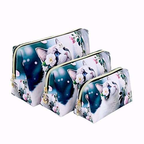 Image of NFI essentials Set of 3 Printed Cosmetic Pouch for Women, Stylish Pouches for Makeup Accessories Travel Pouch,Makeup Pouch,Vanity Case,Jewellery Pouch,Toiletry Make up Bag