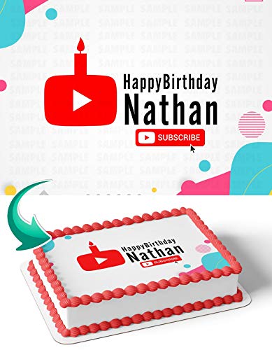 Cakecery Youtube Edible Cake Image Topper Personalized Birthday Cake Banner 1/4 Sheet