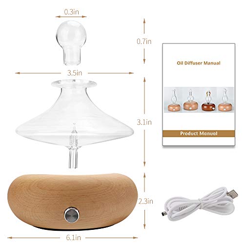 Kpokpo Professional Aromatherapy Diffuser, Wood Diffuser, Diffusers For Essential Oils, Wood And Glass With Premium Home Use Oils, Ultrasonic Diffusers - No Heat, No Water, (7Color Led Light #TOP1