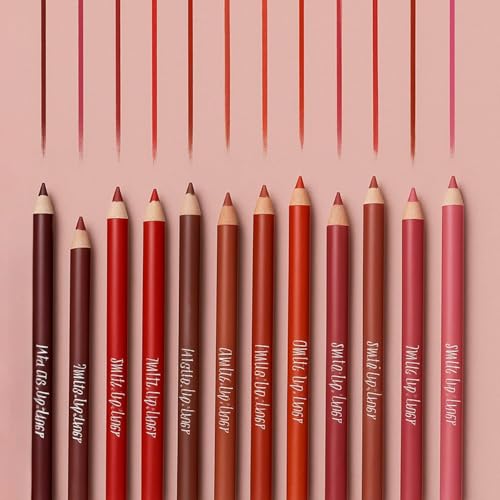 Image of Super Matte Lipliner Set Of 12 - Pencil Waterproof, Nude, Professional Multicolored Long-Lasting for Women and Girls