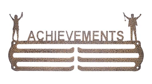 Image of NAITIK CREATION Achievements Medal Hanger for Wall - Metal Wall Display - Holds Up to 65 Medals - Sports Medal Holder - Premium Antique Golden - Perfect for Kids and Athletes