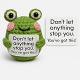 Decorlion Positive Frog Crochet with Card - Don’t Let Anything Stop You - Handmade Amigurumi Motivational Doll – Inspirational Gift for Students, Friends, Family, Coworkers, Desk Decor