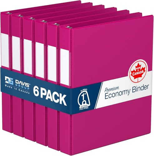Premium 1-Inch D-Ring Binders, 6-Pack, Pink
