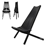 Melino Wooden Folding Tamarack Chairs, FSC Certified Acacia Low Profile Adirondack Chairs, Wood Folding Chair for Outdoor, Patio, Porch, Pool, Backyard, Garden, Balcony and Deck - Black - Single