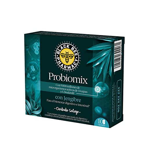 Black Bee - Probiomix, Complemento Alimenticio con Probióticos, Jengibre, Aloe Vera Gel y Vitaminas - 10 Cápsulas
