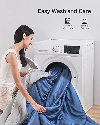 Topblan Cooling Comforter King Size, Viscose From Bamboo, Summer Cool Throw For Hot Sleepers, Night Sweats, Menopause Hot Flashes, Breathable Cooling Comforter All Season, 106X90 Inches, Blue Grey #TOP6